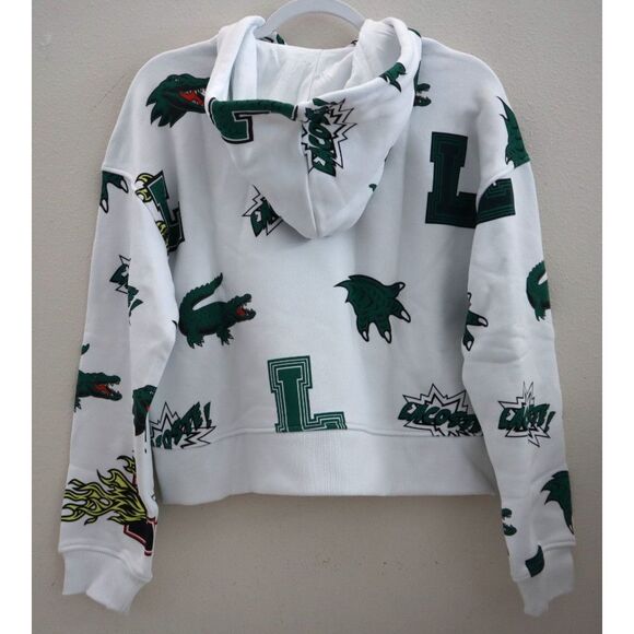 Lacoste SF9215-51-001 Women's Sz 36 US 4/S White Oversized Fleece Hoodie - Picture 2 of 13
